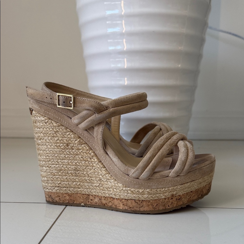 Jimmy Choo Beige Wedge Sandals